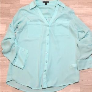 Mint button up blouse